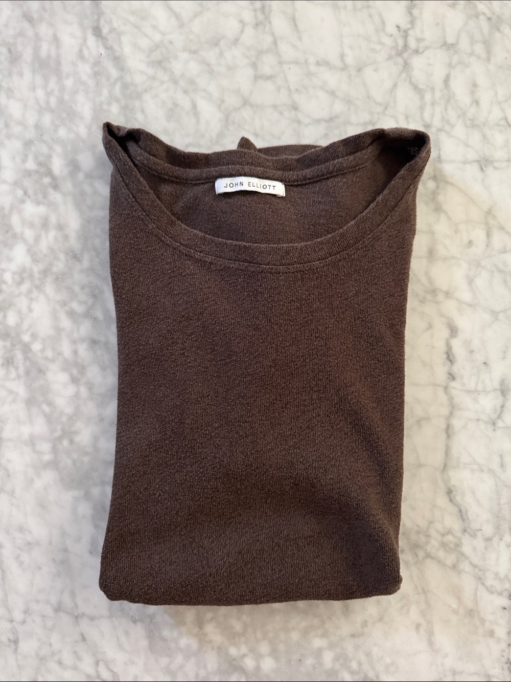 John Elliott Brown Short Sleeve tshirt crew neck cotton polyester mens sz small